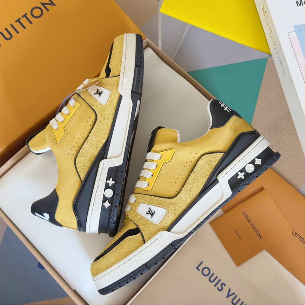 LV Trainer Sneaker Yellow and Black-009 LV Trainer Sneaker Yellow and Black-009