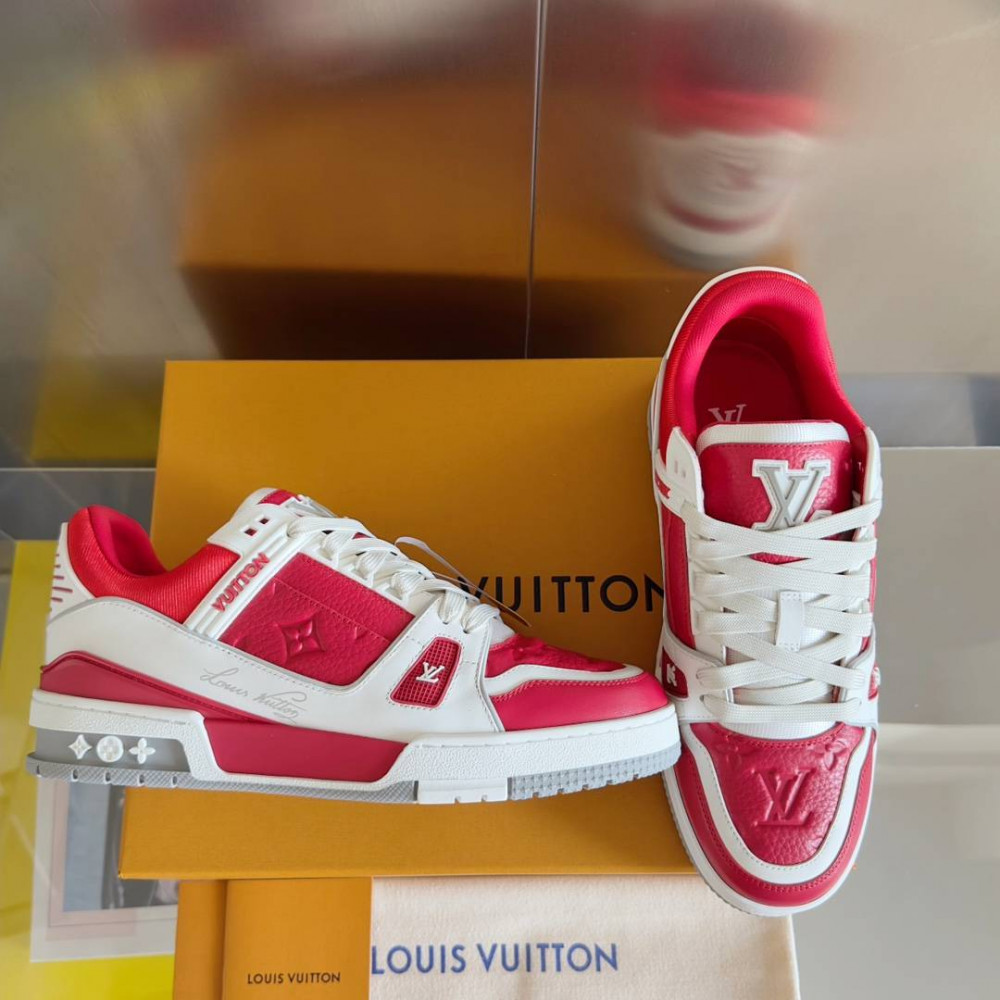 LV Trainer Sneaker Red and White-013 LV Trainer Sneaker Red and White-013