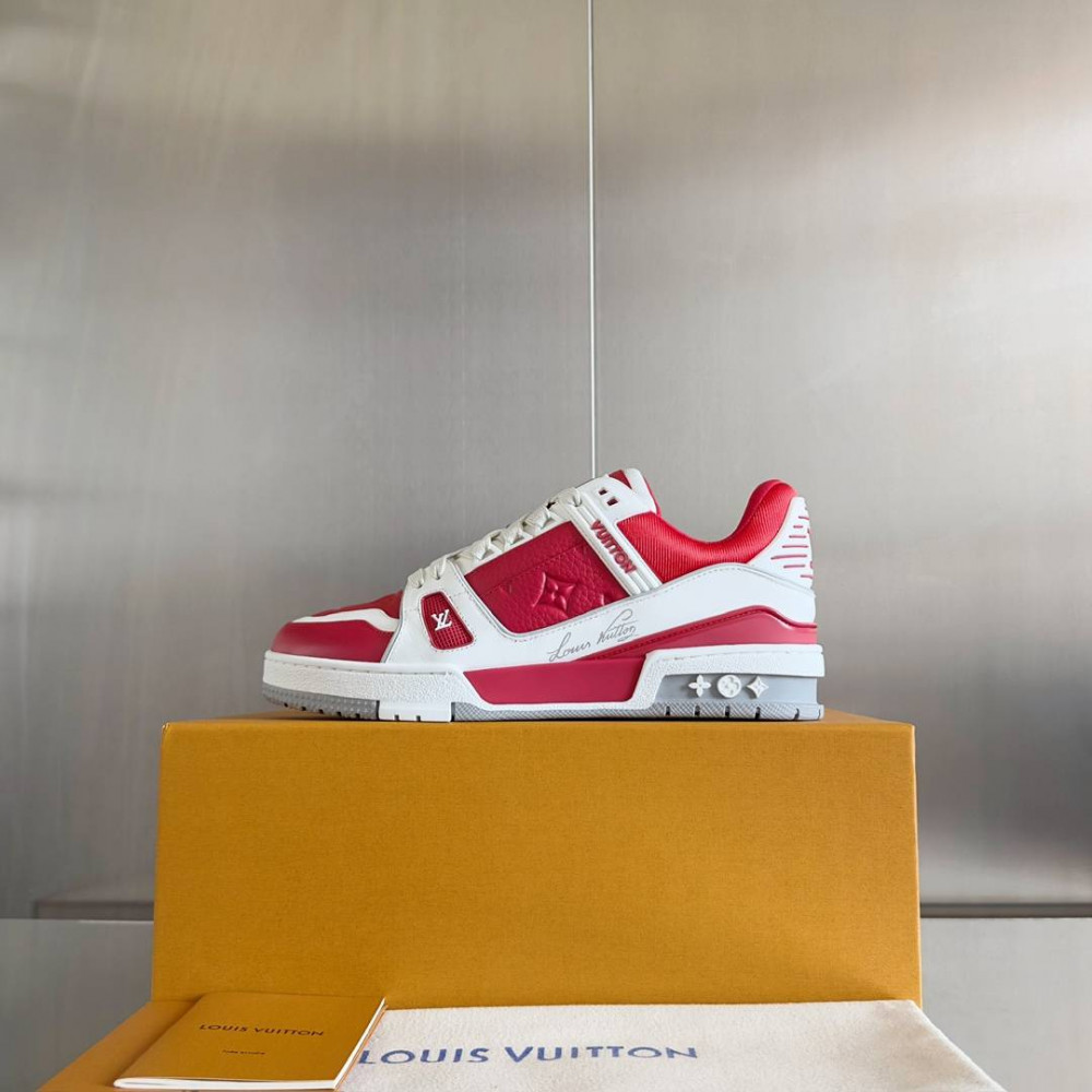 LV Trainer Sneaker Red and White-013 LV Trainer Sneaker Red and White-013
