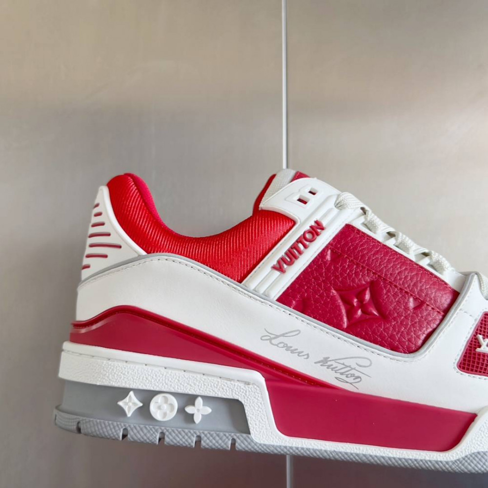 LV Trainer Sneaker Red and White-013 LV Trainer Sneaker Red and White-013