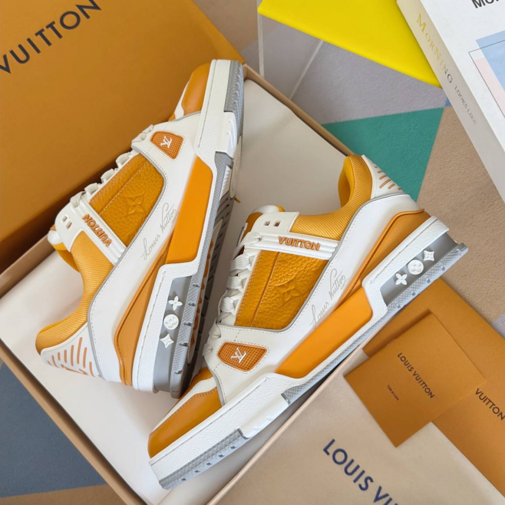 LV Trainer Sneaker Orange and White-014 LV Trainer Sneaker Orange and White-014