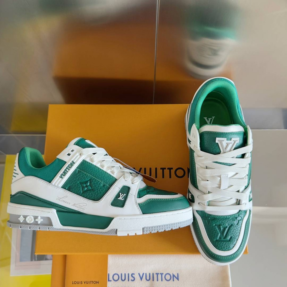 LV Trainer Sneaker Green and White-016 LV Trainer Sneaker Green and White-016