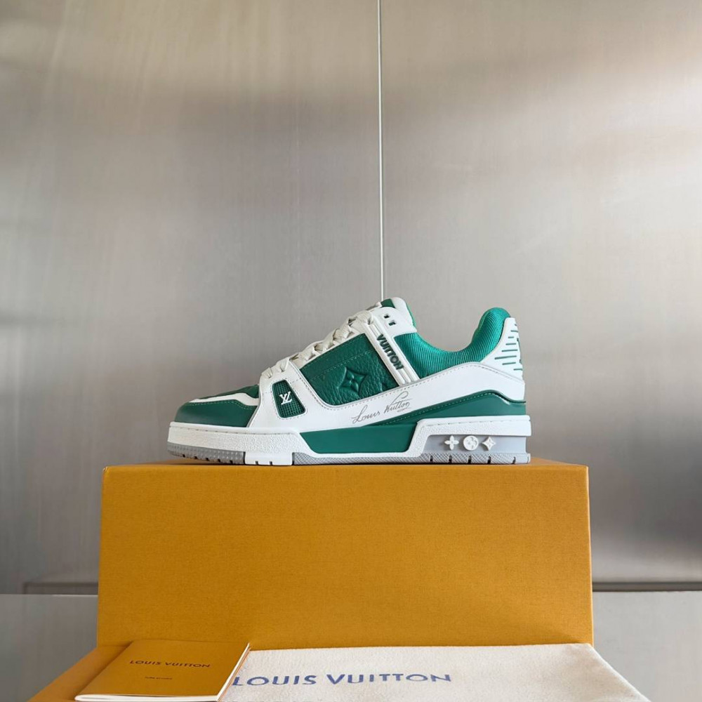 LV Trainer Sneaker Green and White-016 LV Trainer Sneaker Green and White-016