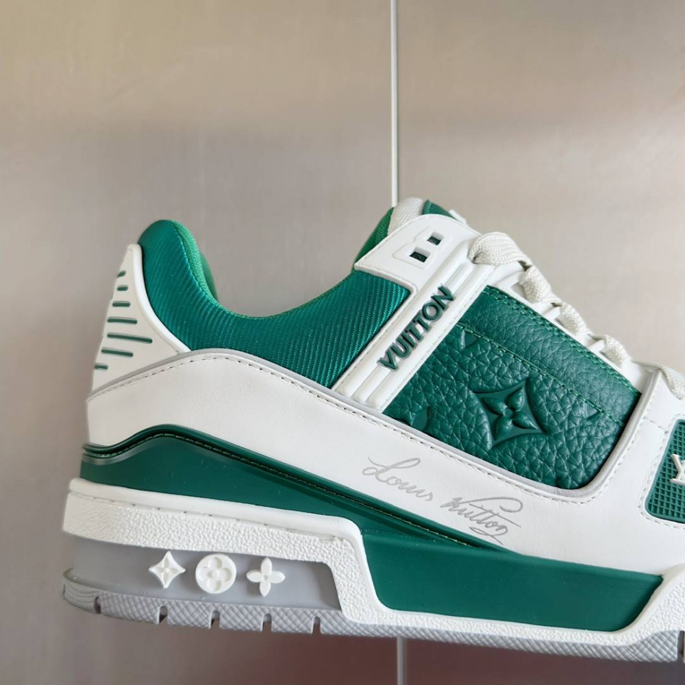 LV Trainer Sneaker Green and White-016 LV Trainer Sneaker Green and White-016