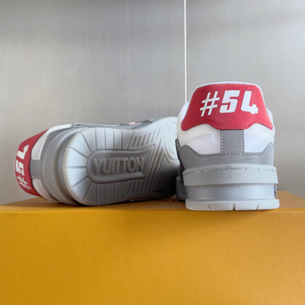 LV Trainer Sneaker Gray/white and Red-024 LV Trainer Sneaker Gray/white and Red-024