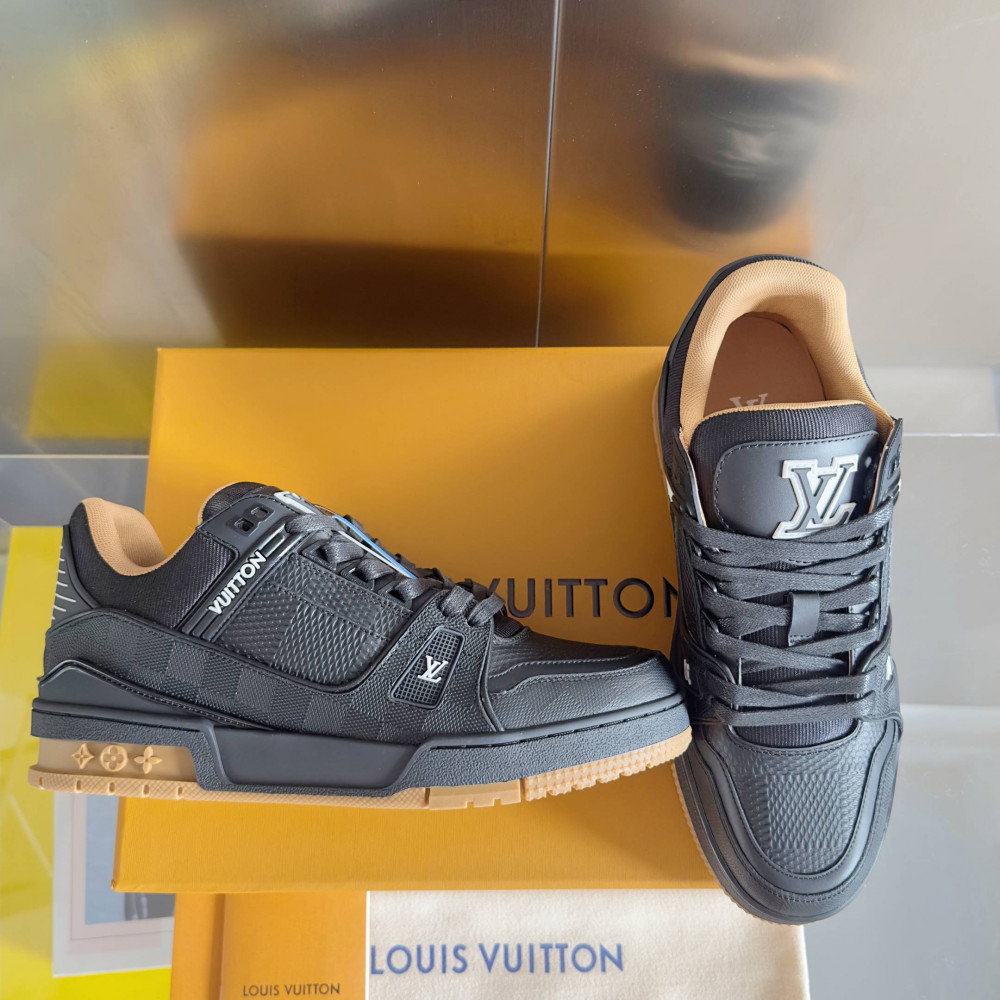 LV Trainer Sneaker Black and Orange-026 LV Trainer Sneaker Black and Orange-026
