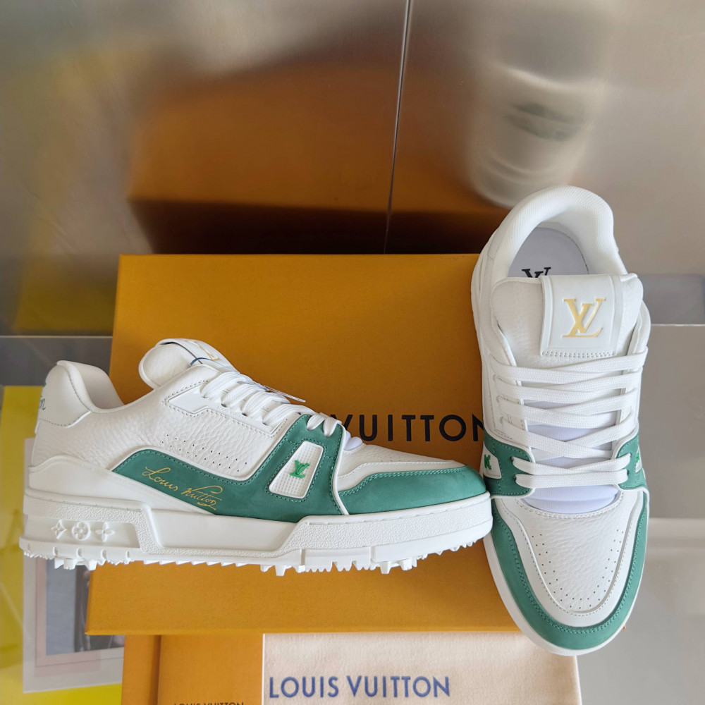 LV Trainer Sneaker Green and White-029 LV Trainer Sneaker Green and White-029