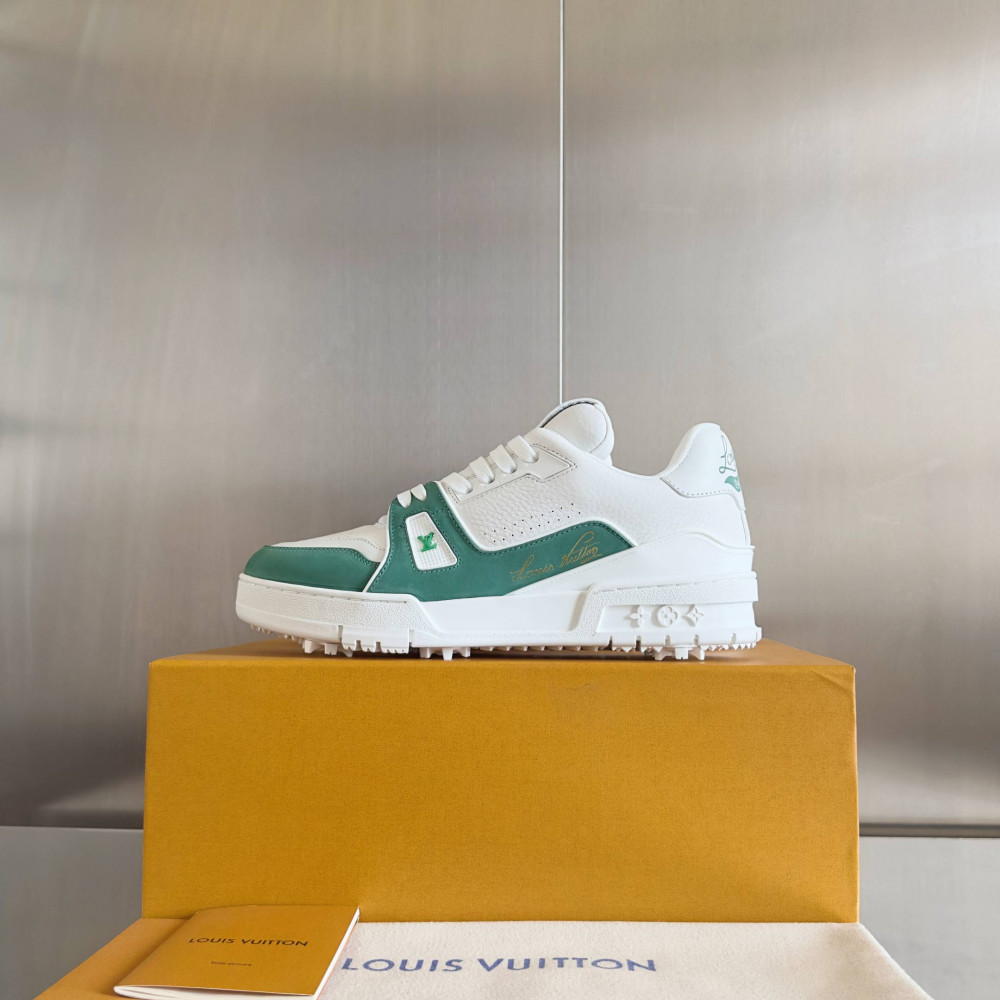 LV Trainer Sneaker Green and White-029 LV Trainer Sneaker Green and White-029