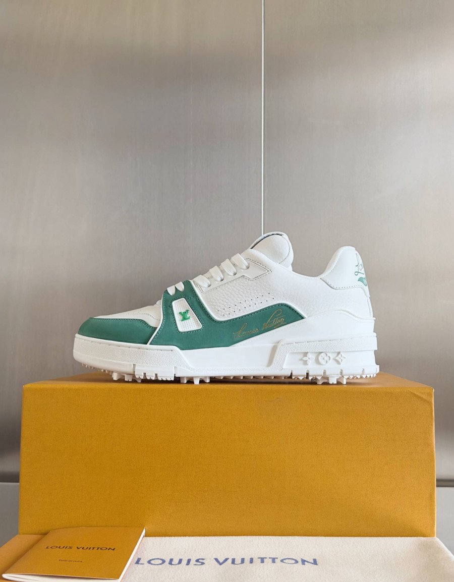 LV Trainer Sneaker Green and White