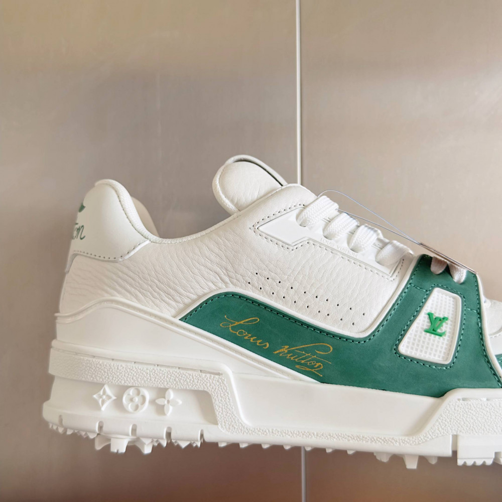 LV Trainer Sneaker Green and White-029 LV Trainer Sneaker Green and White-029