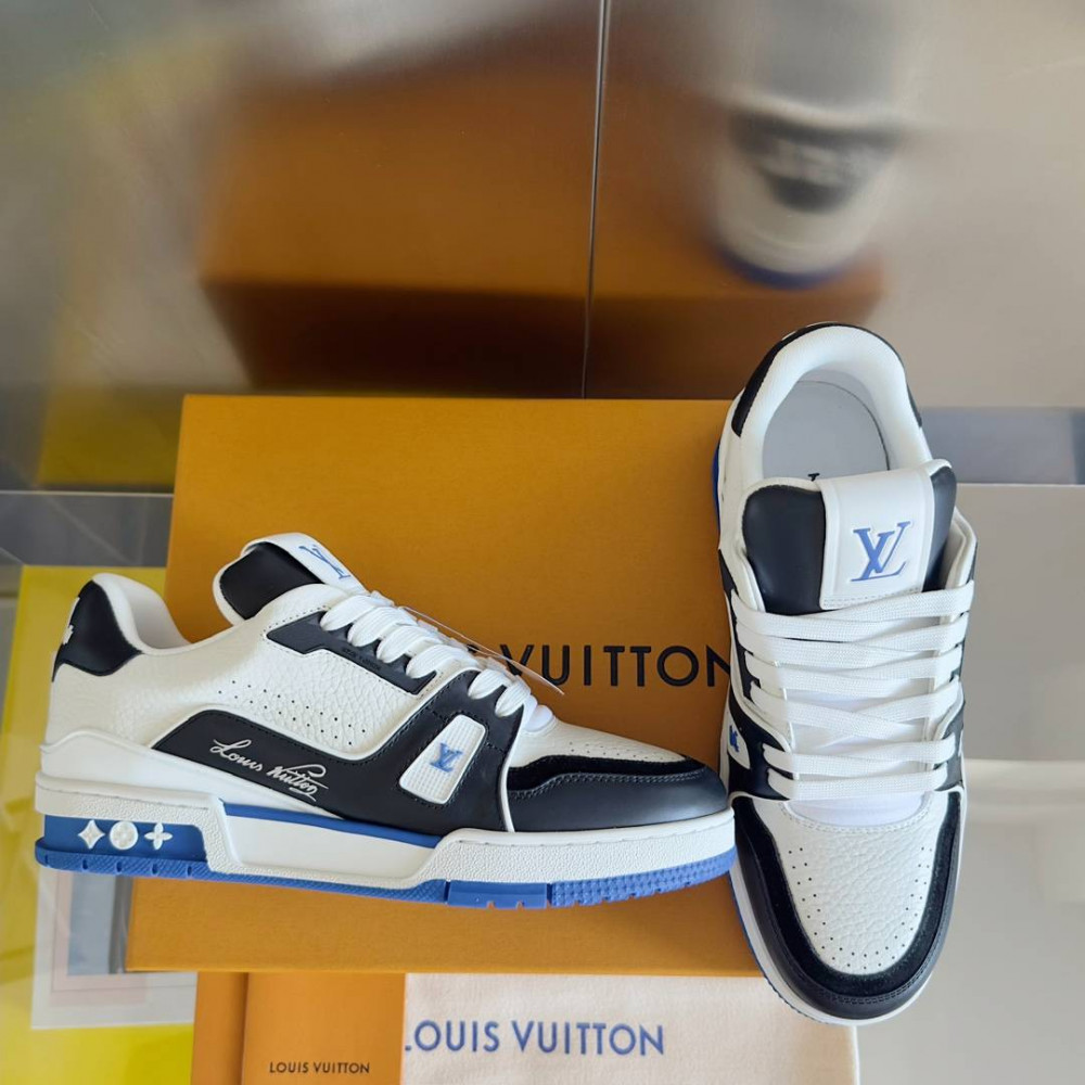 LV Trainer Sneaker Black/White and Bule-032 LV Trainer Sneaker Black/White and Bule-032