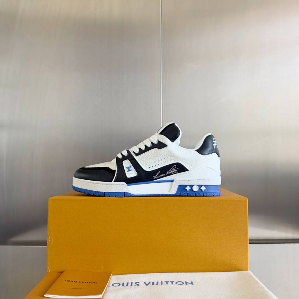 LV Trainer Sneaker Black/White and Bule-032 LV Trainer Sneaker Black/White and Bule-032