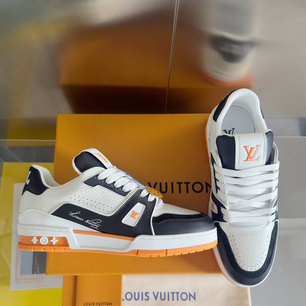 LV Trainer Sneaker Black/White and Orange-031 LV Trainer Sneaker Black/White and Orange-031