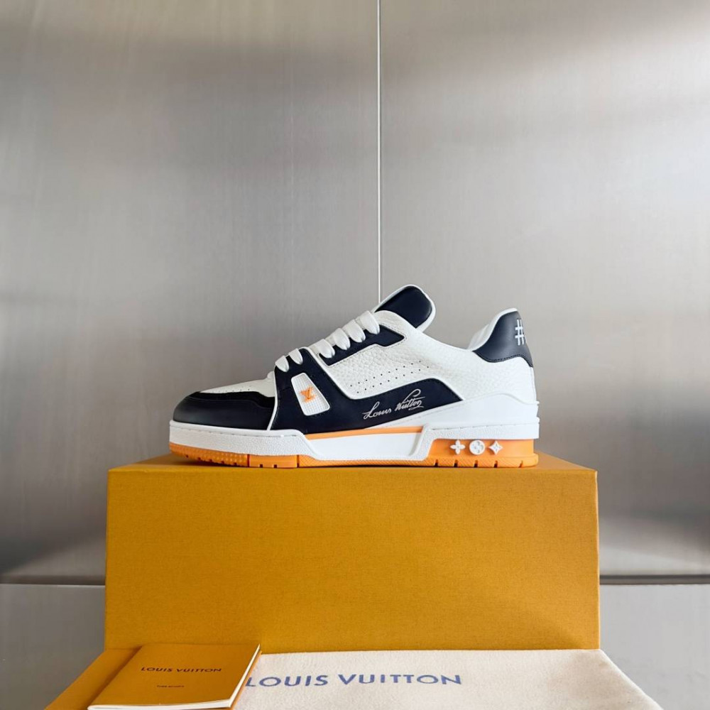 LV Trainer Sneaker Black/White and Orange-031 LV Trainer Sneaker Black/White and Orange-031