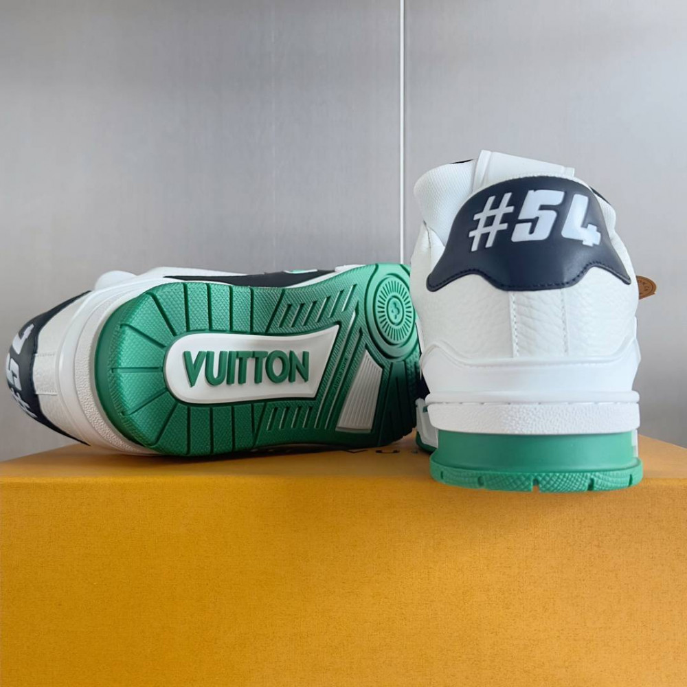 LV Trainer Sneaker Black/White and Green-034 LV Trainer Sneaker Black/White and Green-034