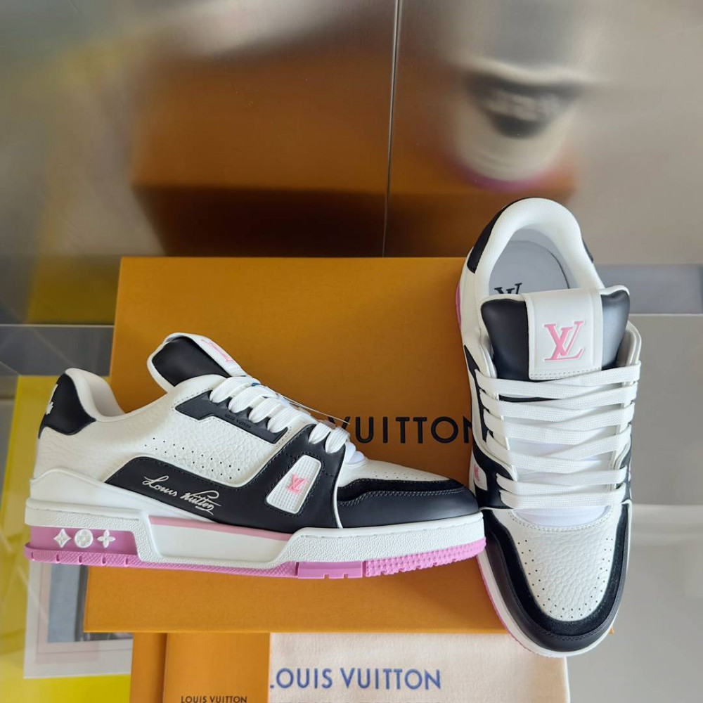 LV Trainer Sneaker Black/White and Pink-033 LV Trainer Sneaker Black/White and Pink-033