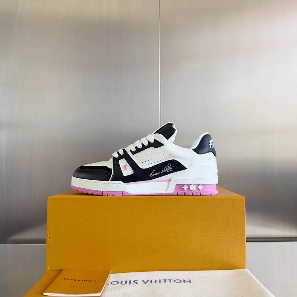 LV Trainer Sneaker Black/White and Pink-033 LV Trainer Sneaker Black/White and Pink-033