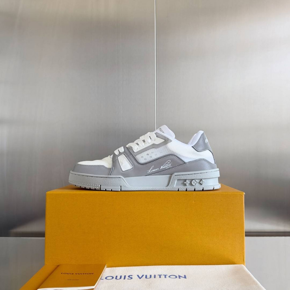 LV Trainer Sneaker White and Gray-036 LV Trainer Sneaker White and Gray-036