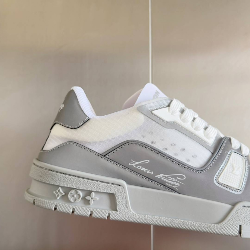 LV Trainer Sneaker White and Gray-036 LV Trainer Sneaker White and Gray-036