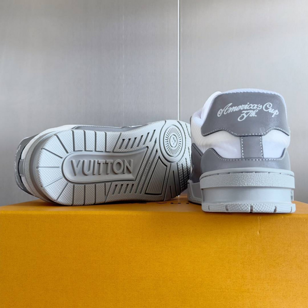 LV Trainer Sneaker White and Gray-036 LV Trainer Sneaker White and Gray-036