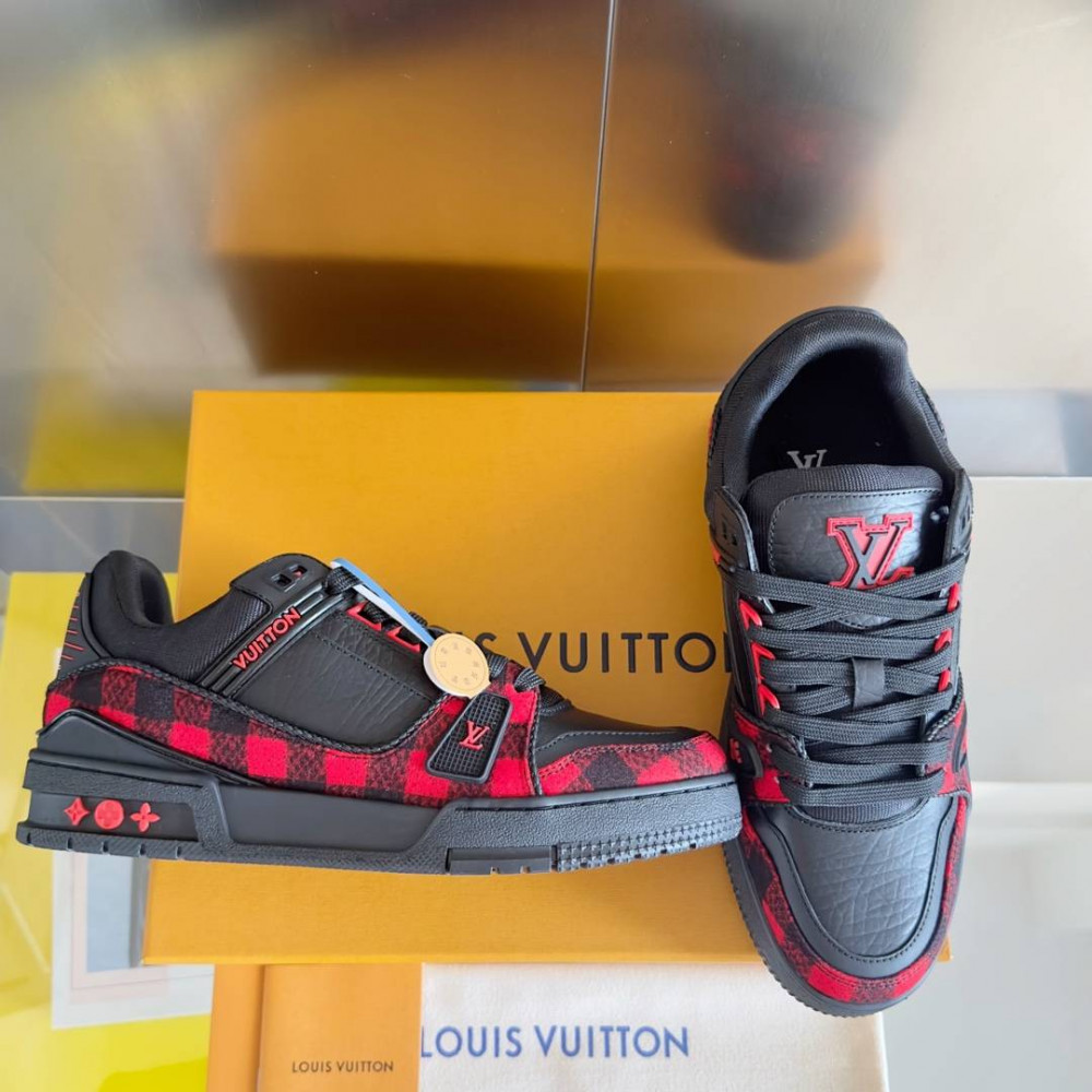 LV Trainer Sneaker Black and Red-038 LV Trainer Sneaker Black and Red-038