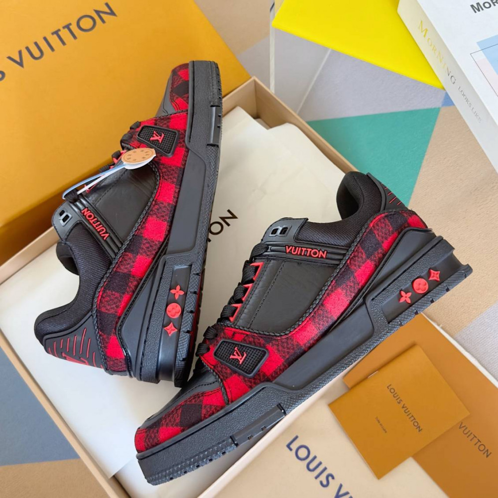 LV Trainer Sneaker Black and Red-038 LV Trainer Sneaker Black and Red-038