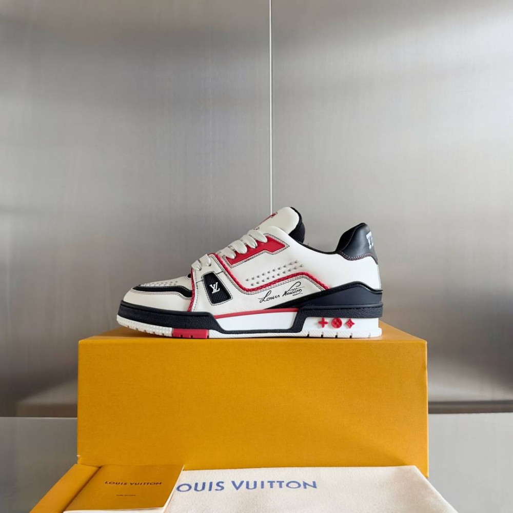 LV Trainer Sneaker Black/White and Red-042 LV Trainer Sneaker Black/White and Red-042