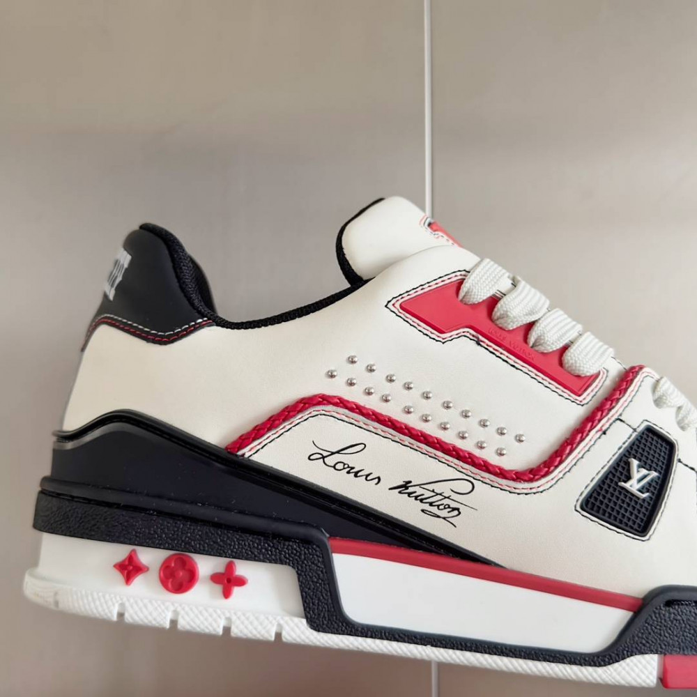LV Trainer Sneaker Black/White and Red-042 LV Trainer Sneaker Black/White and Red-042