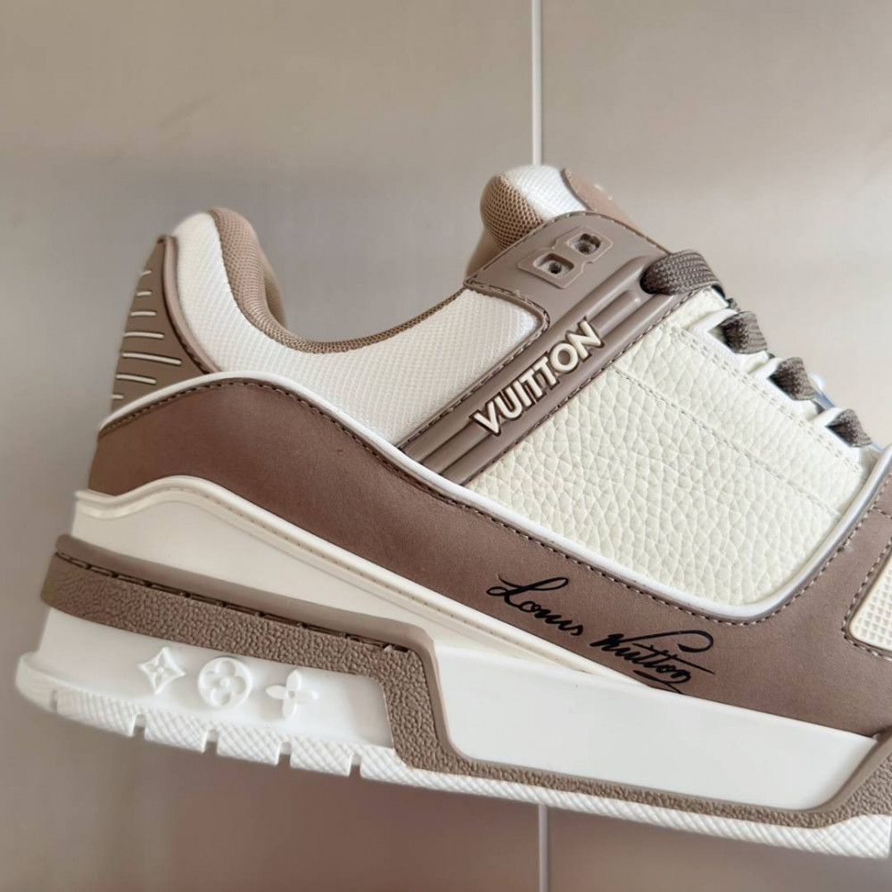 LV Trainer Sneaker White and Brow-047 LV Trainer Sneaker White and Brow-047