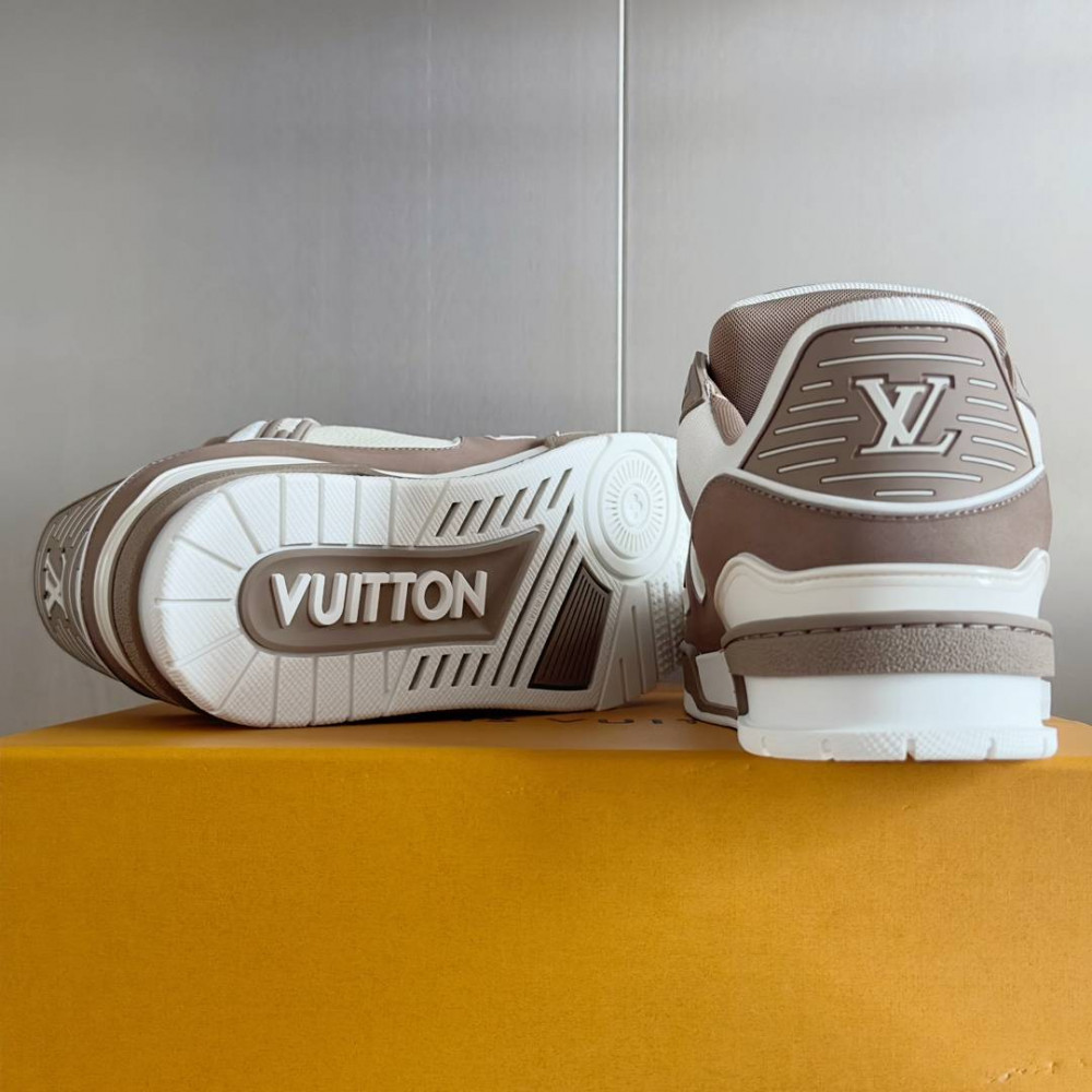 LV Trainer Sneaker White and Brow-047 LV Trainer Sneaker White and Brow-047