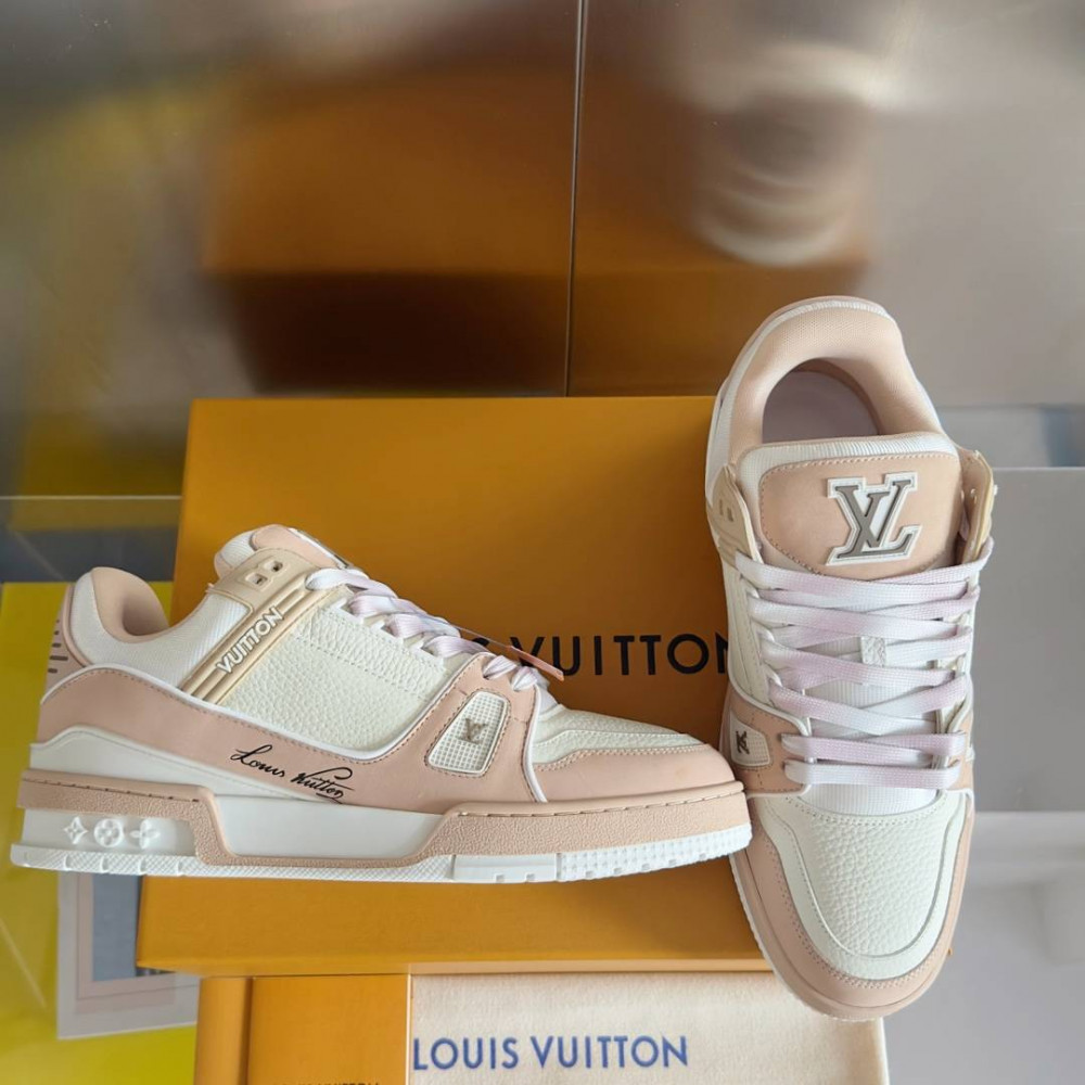 LV Trainer Sneaker White and Pink-048 LV Trainer Sneaker White and Pink-048