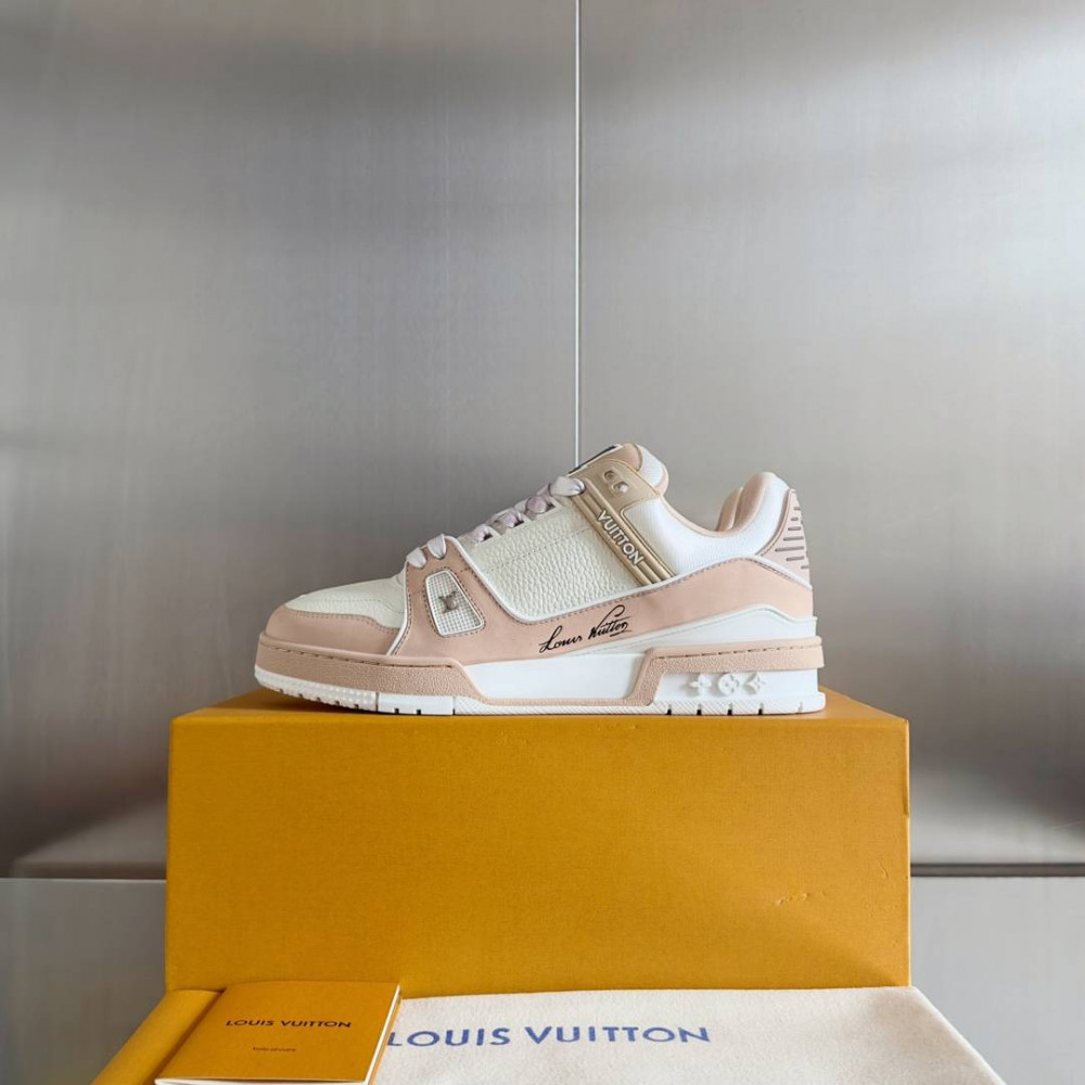 LV Trainer Sneaker White and Pink-048 LV Trainer Sneaker White and Pink-048