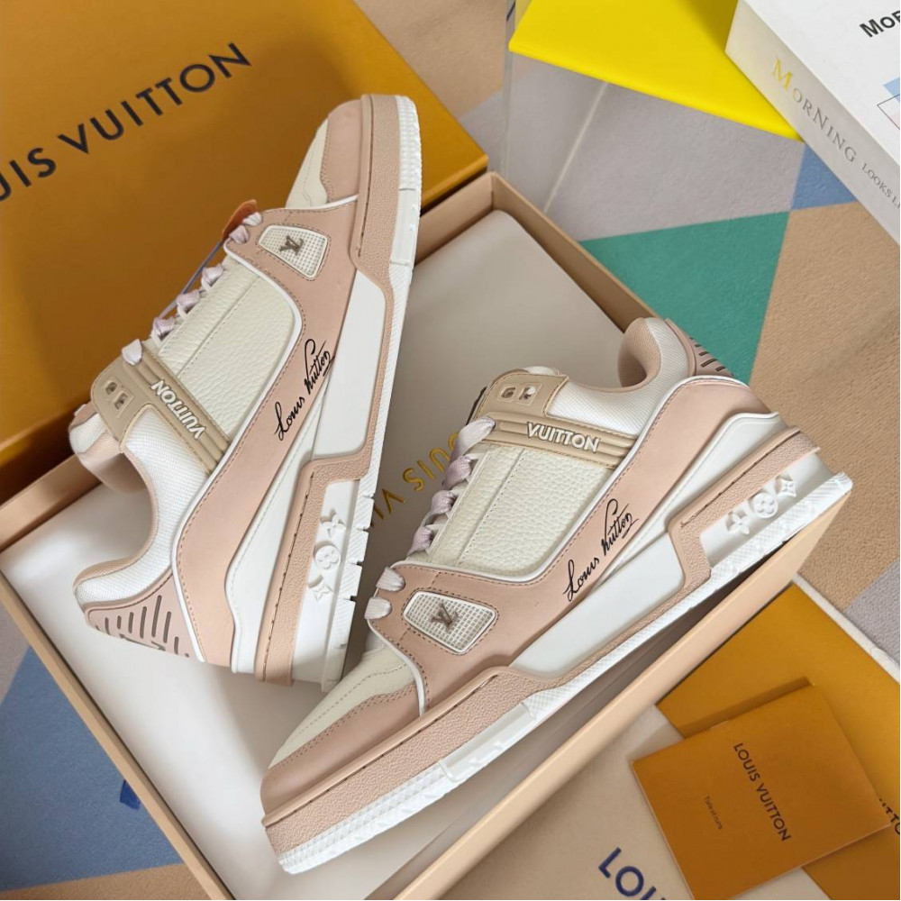 LV Trainer Sneaker White and Pink-048 LV Trainer Sneaker White and Pink-048