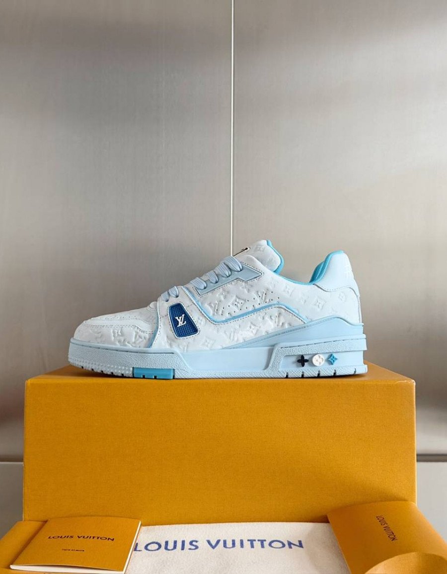 LV Trainer Sneaker Blue and White