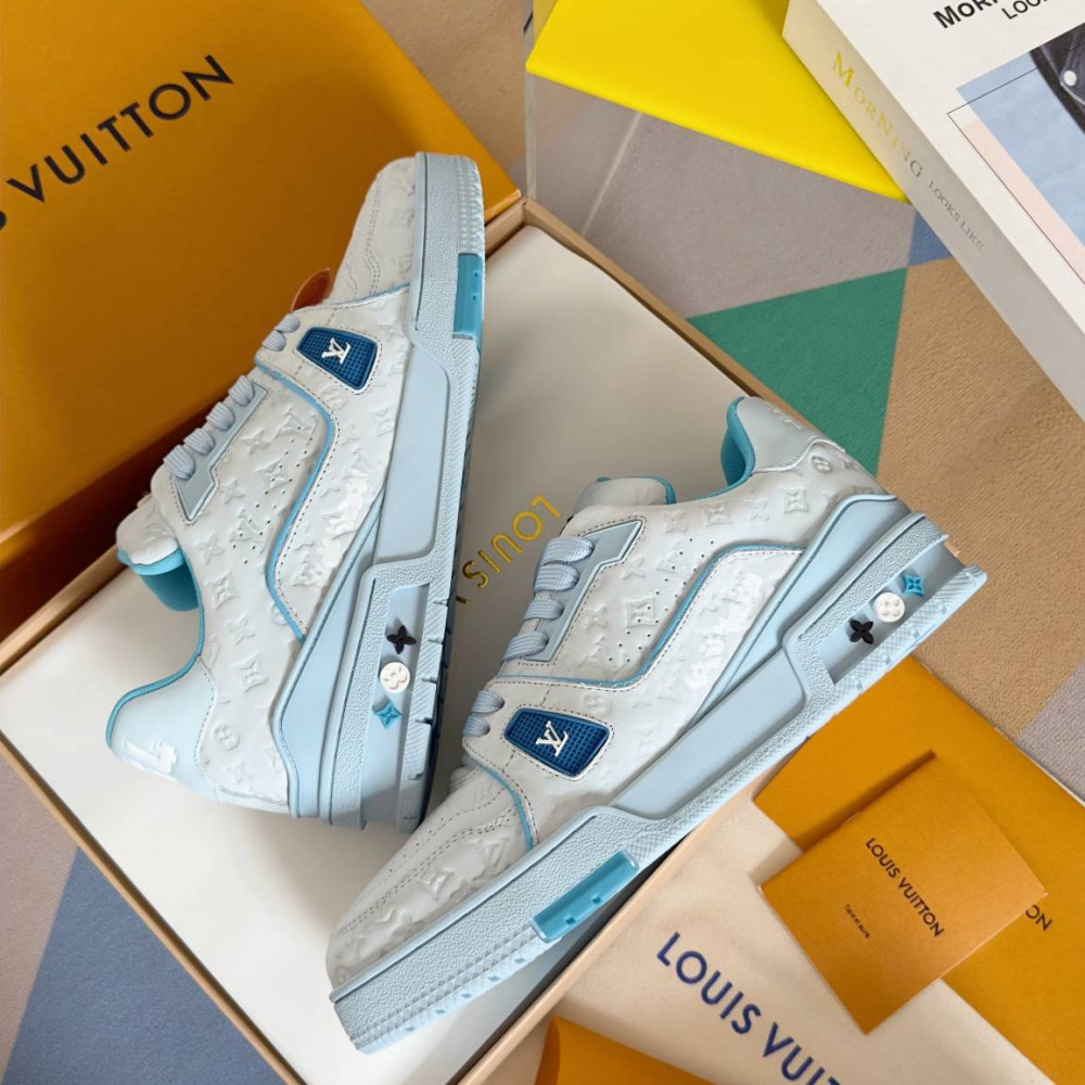 LV Trainer Sneaker Blue and White-054 LV Trainer Sneaker Blue and White-054