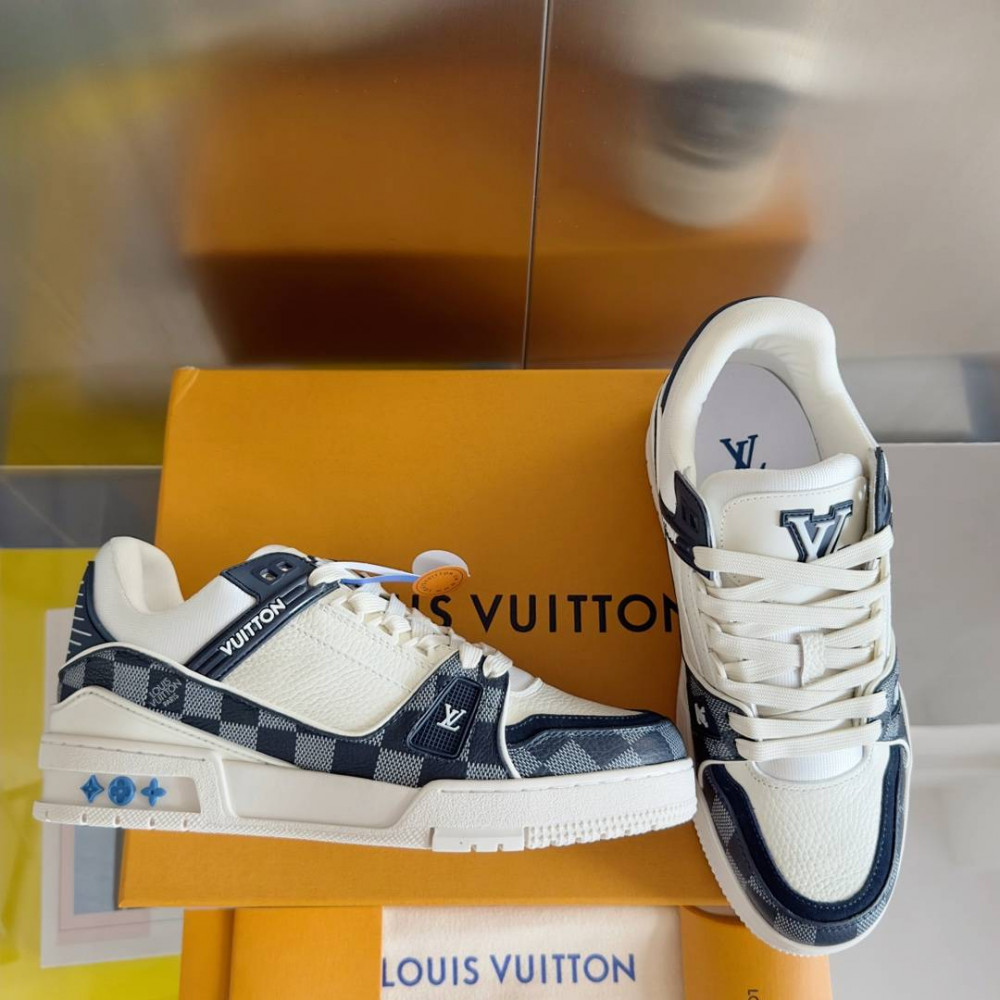 LV Trainer Sneaker Dark Blue and White-056 LV Trainer Sneaker Dark Blue and White-056