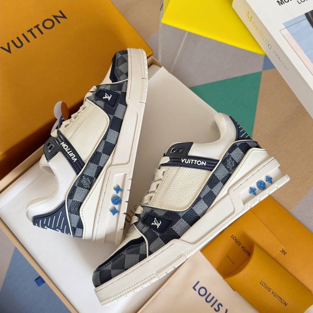 LV Trainer Sneaker Dark Blue and White-056 LV Trainer Sneaker Dark Blue and White-056