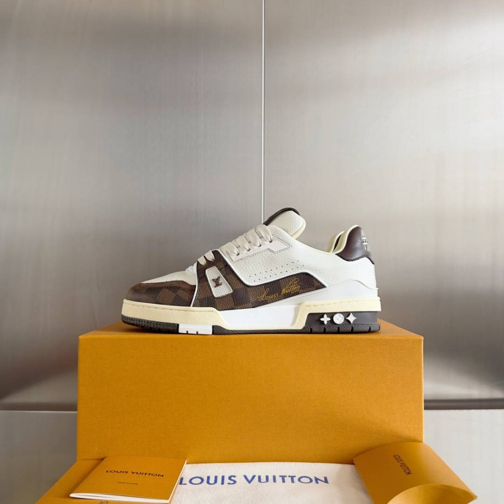 LV Trainer Sneaker White and Brow-057 LV Trainer Sneaker White and Brow-057