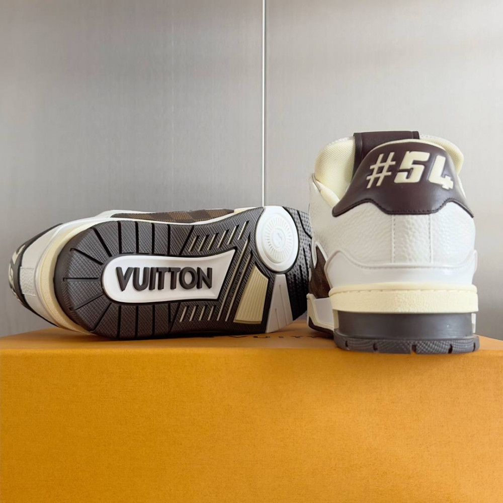 LV Trainer Sneaker White and Brow-057 LV Trainer Sneaker White and Brow-057