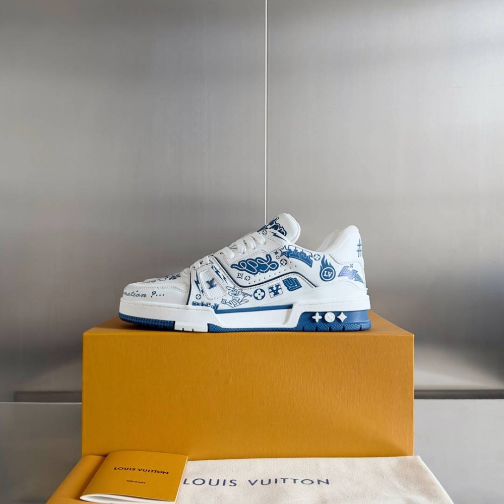 LV Trainer Sneaker Blue and White-059 LV Trainer Sneaker Blue and White-059