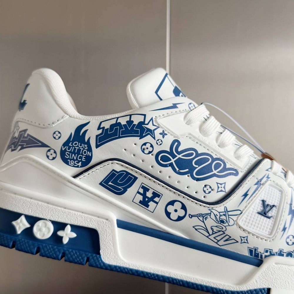 LV Trainer Sneaker Blue and White-059 LV Trainer Sneaker Blue and White-059
