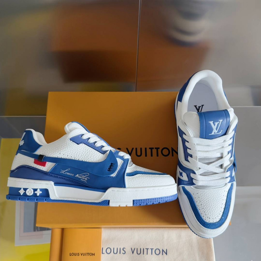 LV Trainer Sneaker Blue and White-060 LV Trainer Sneaker Blue and White-060