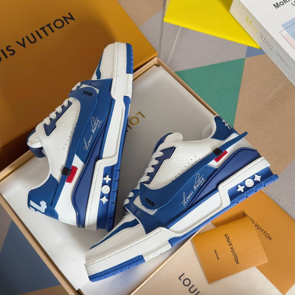 LV Trainer Sneaker Blue and White-060 LV Trainer Sneaker Blue and White-060