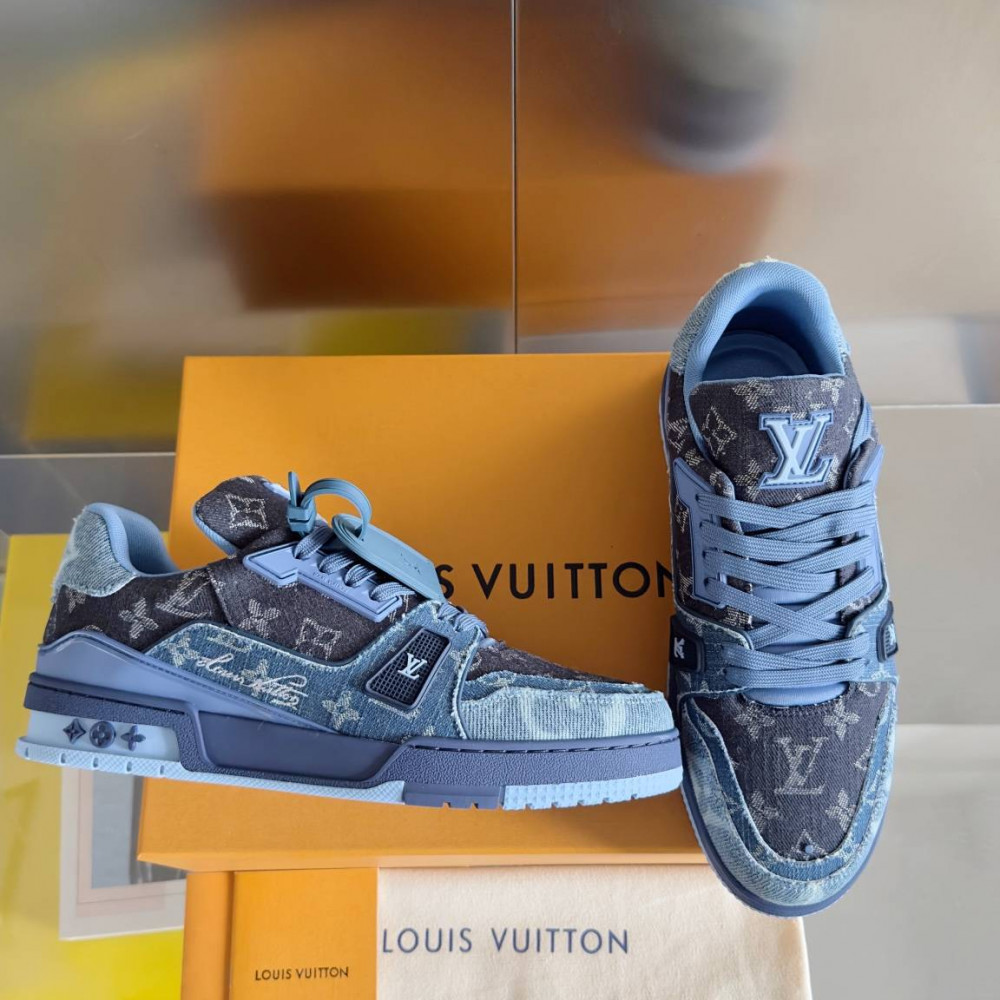 LV Trainer Sneaker Black and Blue-062 LV Trainer Sneaker Black and Blue-062