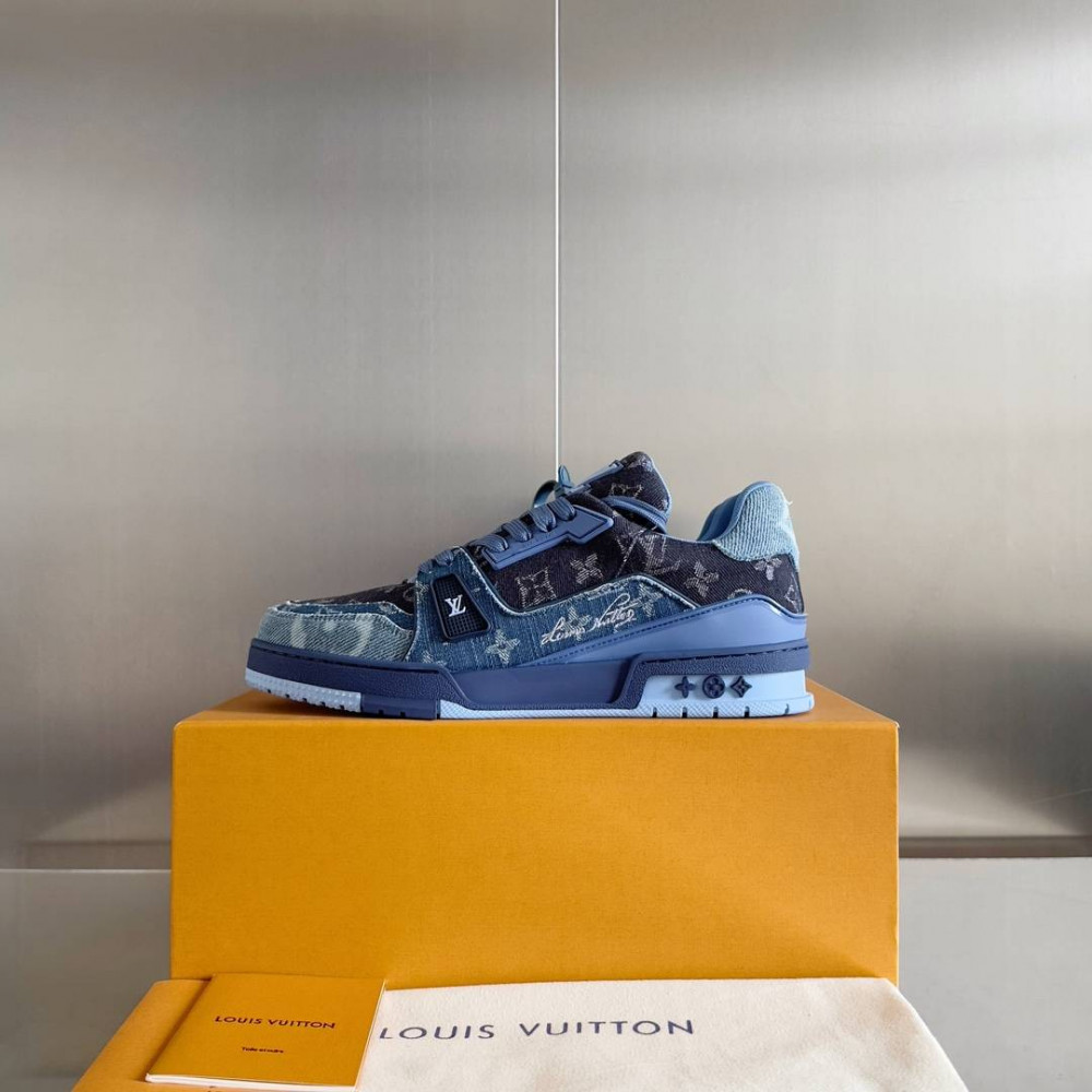 LV Trainer Sneaker Black and Blue-062 LV Trainer Sneaker Black and Blue-062