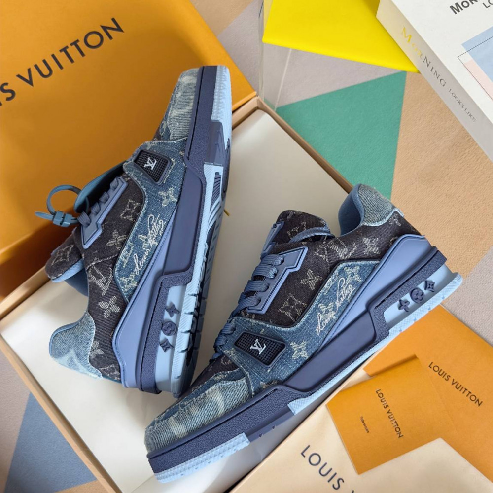 LV Trainer Sneaker Black and Blue-062 LV Trainer Sneaker Black and Blue-062