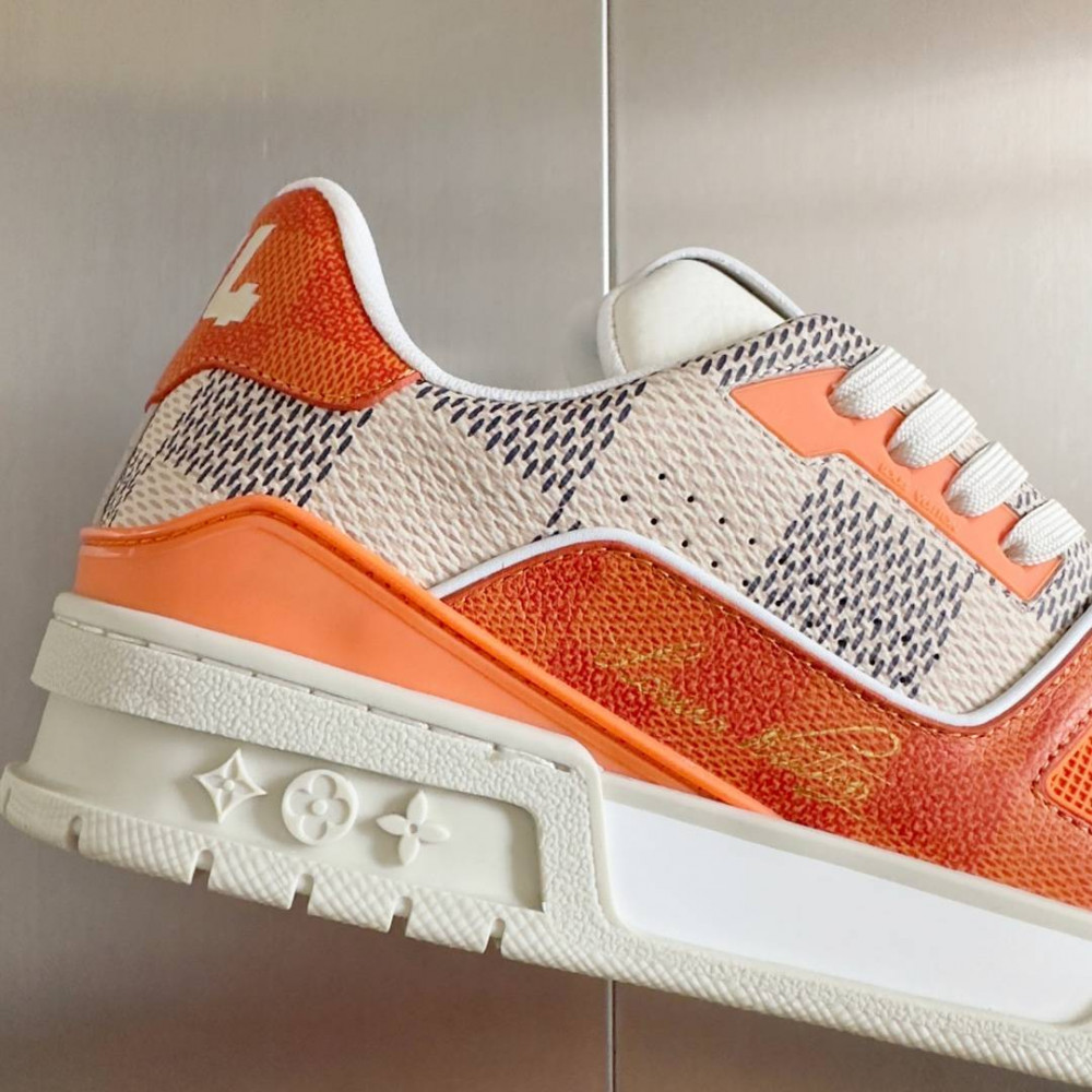 LV Trainer Sneaker Orange Checkered-065 LV Trainer Sneaker Orange Checkered-065