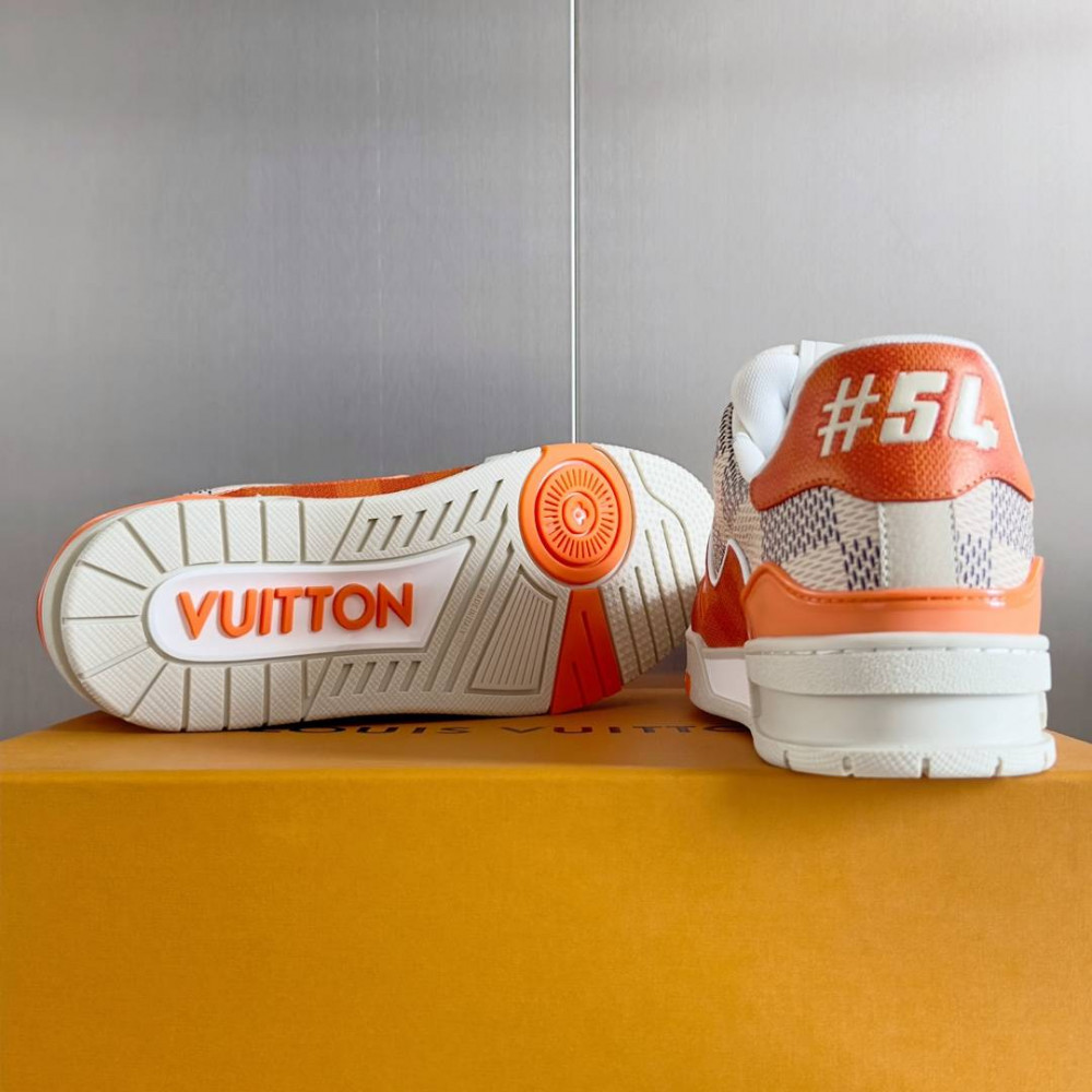 LV Trainer Sneaker Orange Checkered-065 LV Trainer Sneaker Orange Checkered-065