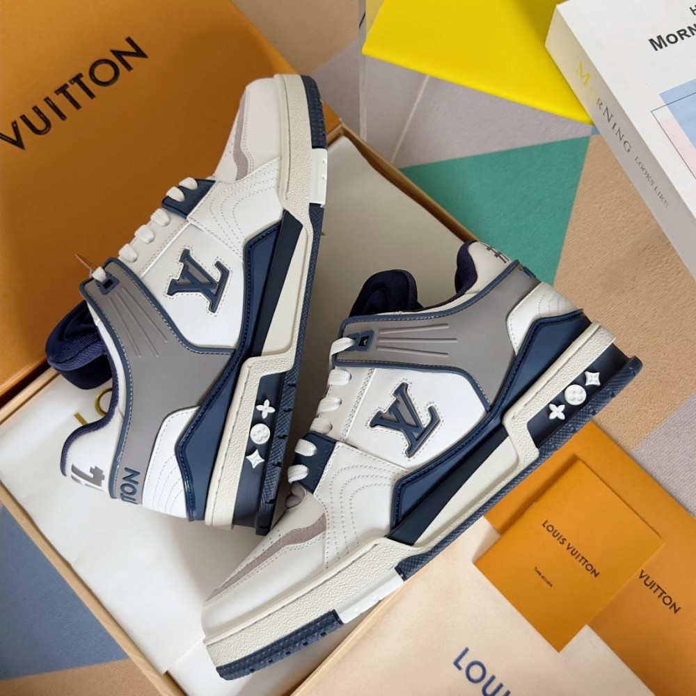 LV Trainer Sneaker Dark Blue and White-066 LV Trainer Sneaker Dark Blue and White-066