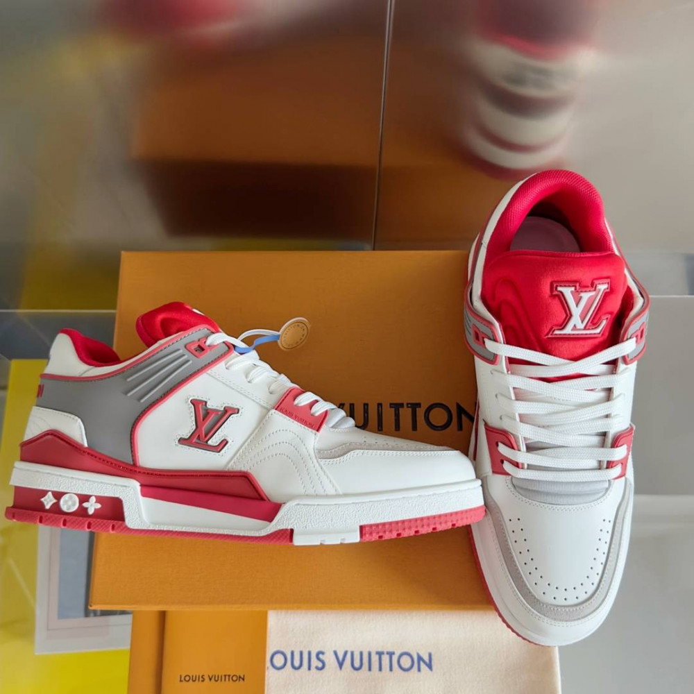 LV Trainer Sneaker Red and White-067 LV Trainer Sneaker Red and White-067